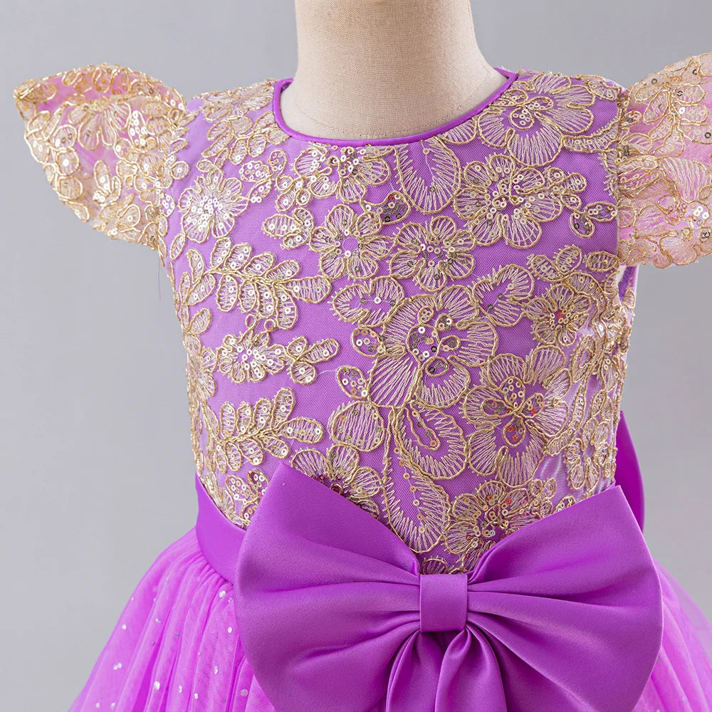 Girls Princess Dress - Fluffy Tulle Ball Gown with Bow Belt First Birthday Party Dress, Flower Girl Wedding Outfit