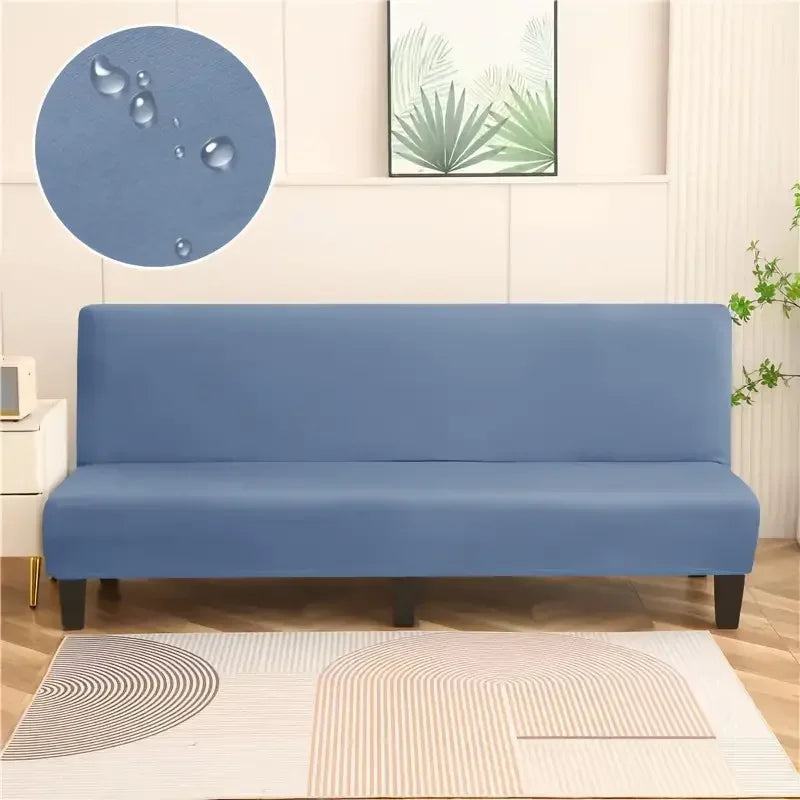 Armless Sofa Covers Elastic Solid Color Sofa Bed Cover Folding Seat Slipcover Dust-proof Stretch Couch Protector for Living Room