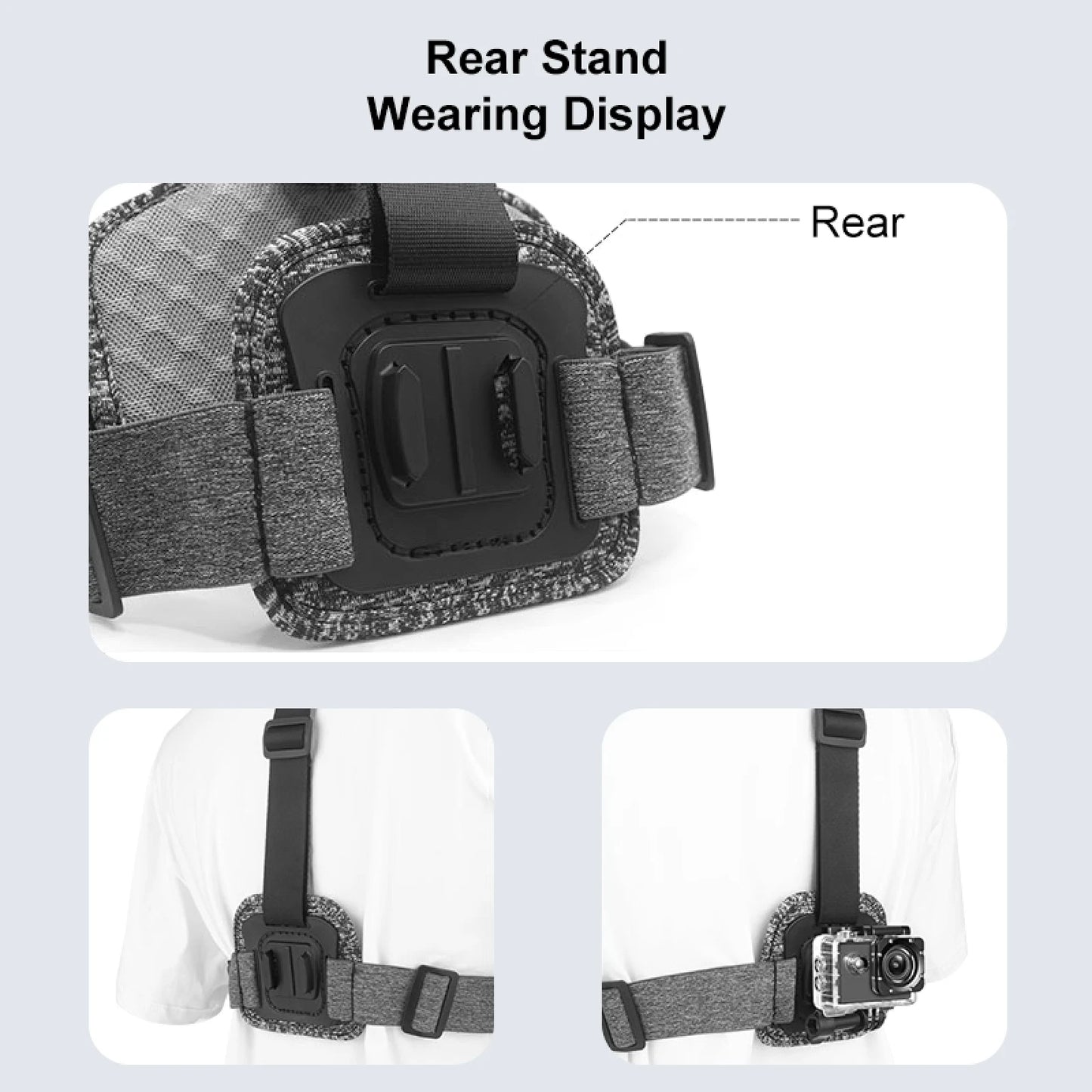 Adjustable Body Mount Belt Chest Strap with J Hook Mount & Long Screw & Phone Clamp for iPhone for Gopro Action Camera