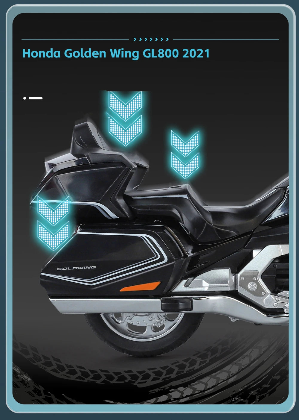 Diecast Honda Gold Wing GL1800 2021 Touring Motorcycle Model 1 to 11 Scale