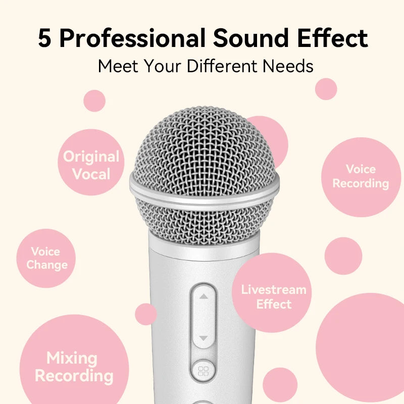 ASMR Recording & Karaoke Wireless Microphone with Earphone Monitoring, DSP Voice Enhancement, AUX Output for Live Streaming & Singing Apps