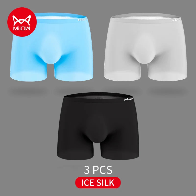 3-Pack Ultra-Thin 120S Ice Silk Men’s Breathable Boxer Shorts