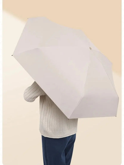 A solid color umbrella with a capsule box and a foldable umbrella for easy travel The umbrella