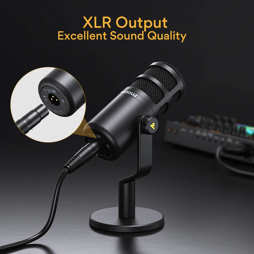 Dynamic XLR PC Microphone All Metal Gaming Broadcast Recording Streaming Works for Audio Interface Sound Card Mixer PD100