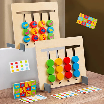 Montessori Wooden Toys Double-sided Matching Games for Kids 2 3 4 Years Logic Thinking Training Activity Board Baby Wooden Toys