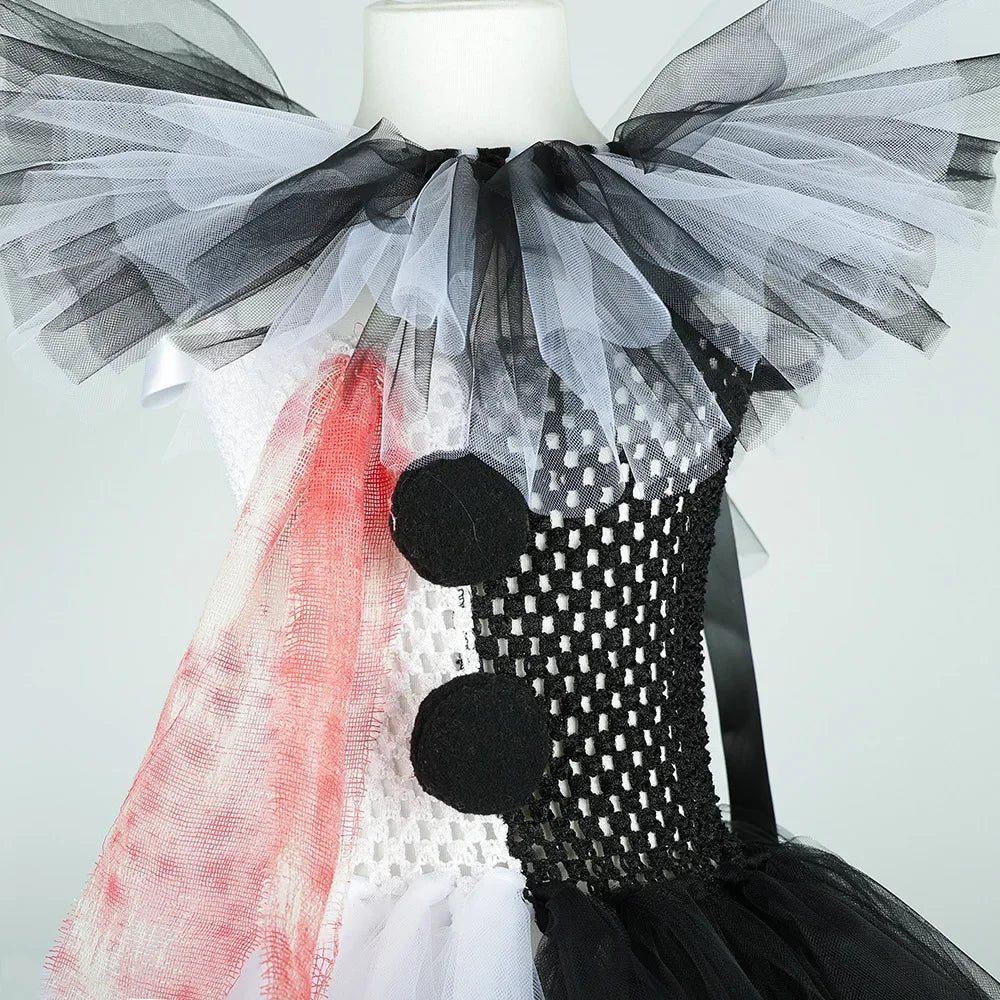 Killer Clown Costume for Girls Halloween Fancy Tutu Dress Blood Scary Art The Clown Terrifier Costume for  Carnival Clothes