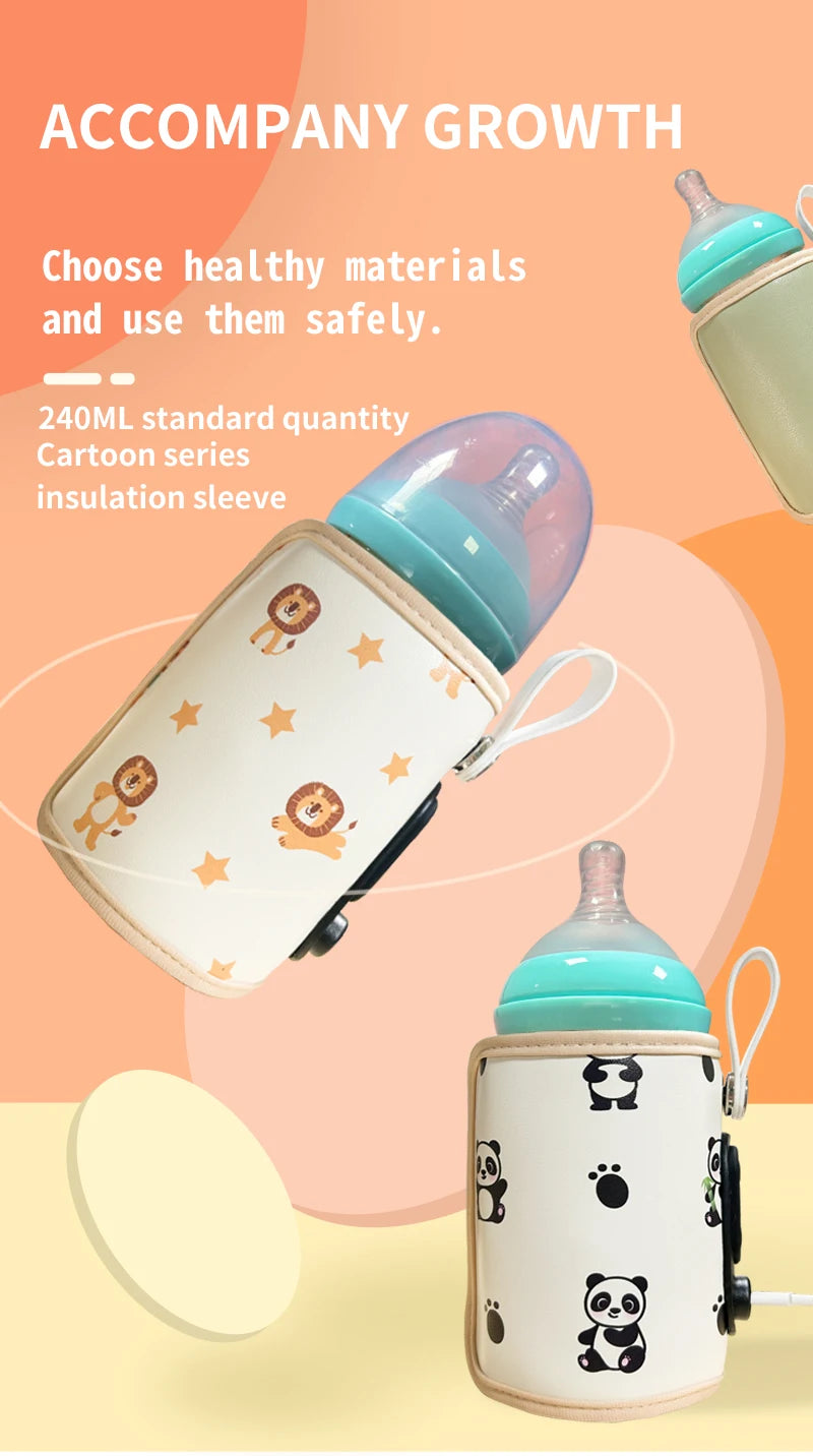 USB baby bottle insulation cover 6 levels of adjustment leather material baby water cup insulation cover suitable most bottles