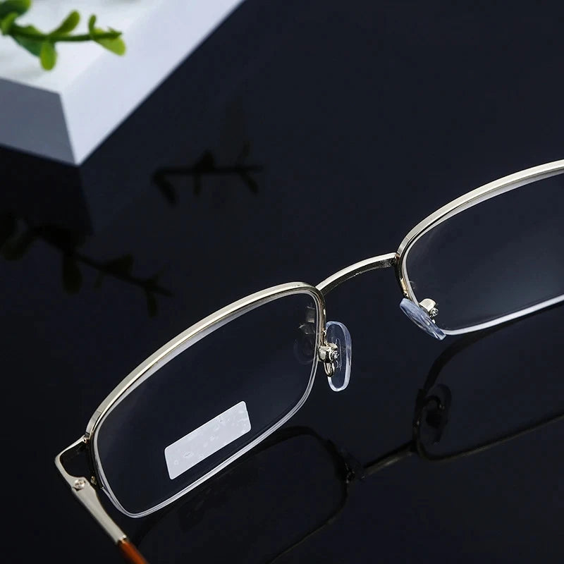 Men Reading Glasses Presbyopia Eyewear Full Frame Anti-Scratch Diopter Gold Color Glasses Unisex Multiple Degrees