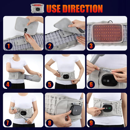 Red Light Heating Vibration Massage Inflatable Belt Airbag Support Air Decompression Back Brace Adjustable Waist Support Belt