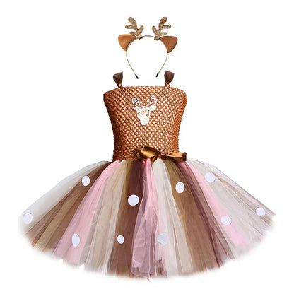 Sparkly Christmas Elf Tutu Dress for Girls Santa Claus Costumes for Kids Birthday Halloween Outfit Children Xmas Holiday Clothes