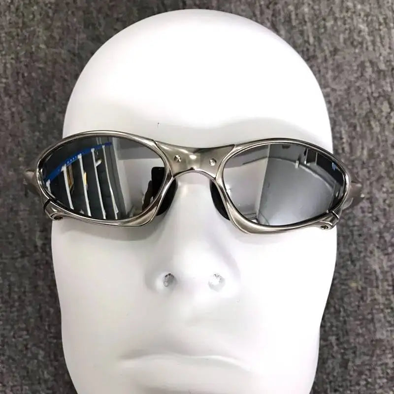 Polarized UV400 Cycling Sunglasses – Silver Metal Frame Fishing Riding Bicycle Eyewear