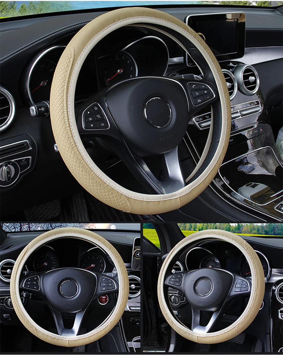 Universal Microfiber Leather Car Steering Wheel Cover 37CM 39CM