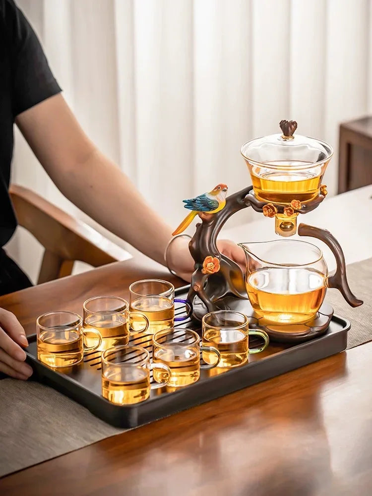 Glass automatic tea brewing new tea set home light luxury high-end magnetic tea teapot