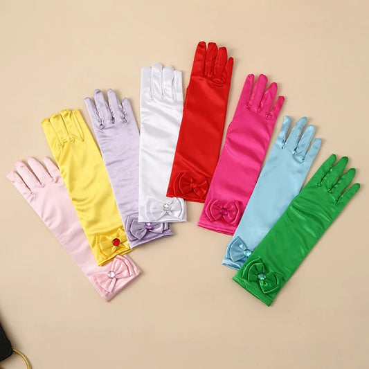 Princess Long Gloves Girl Birthday Party Wedding Elsa Anna Accessories Cinderella Belle Sofia 11 Colors Long Finger Set
