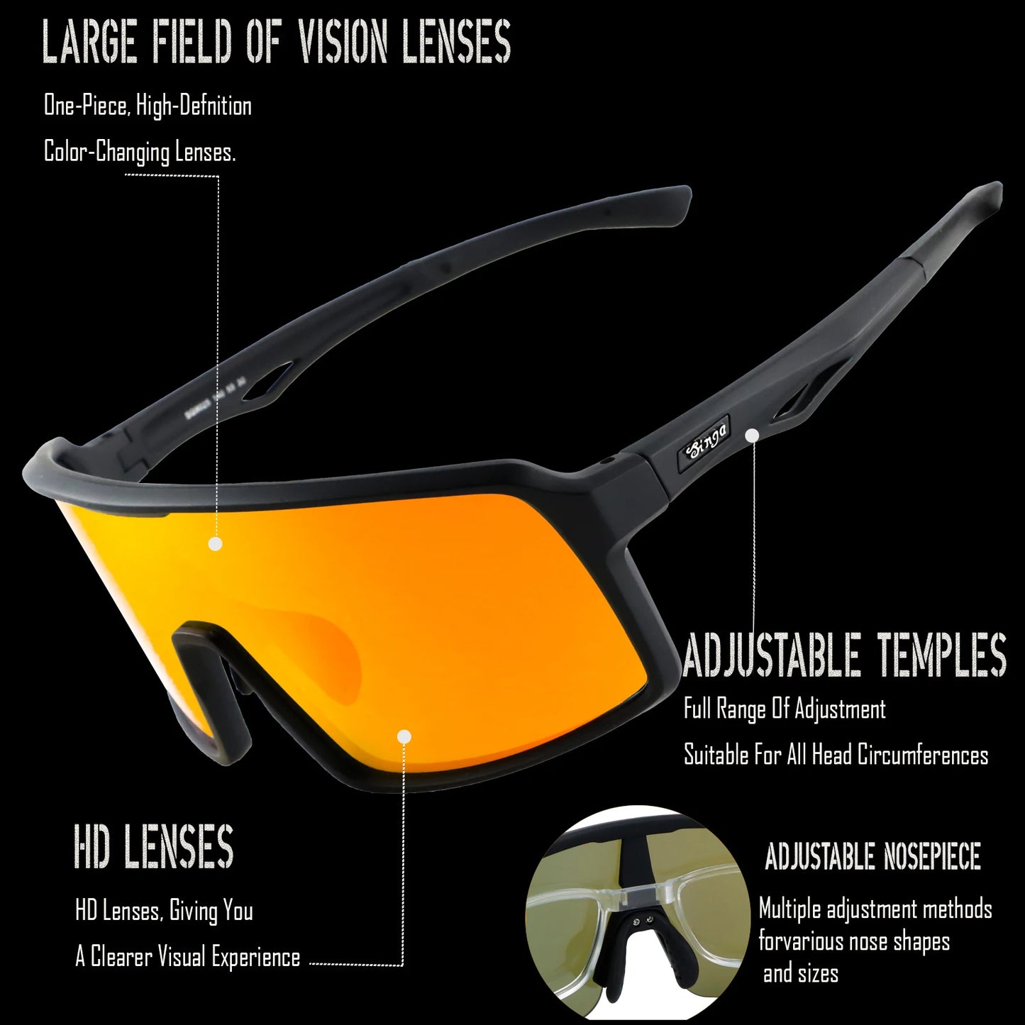 Photochromic Cycling Sunglasses UV400 Sports Bike Eyewear