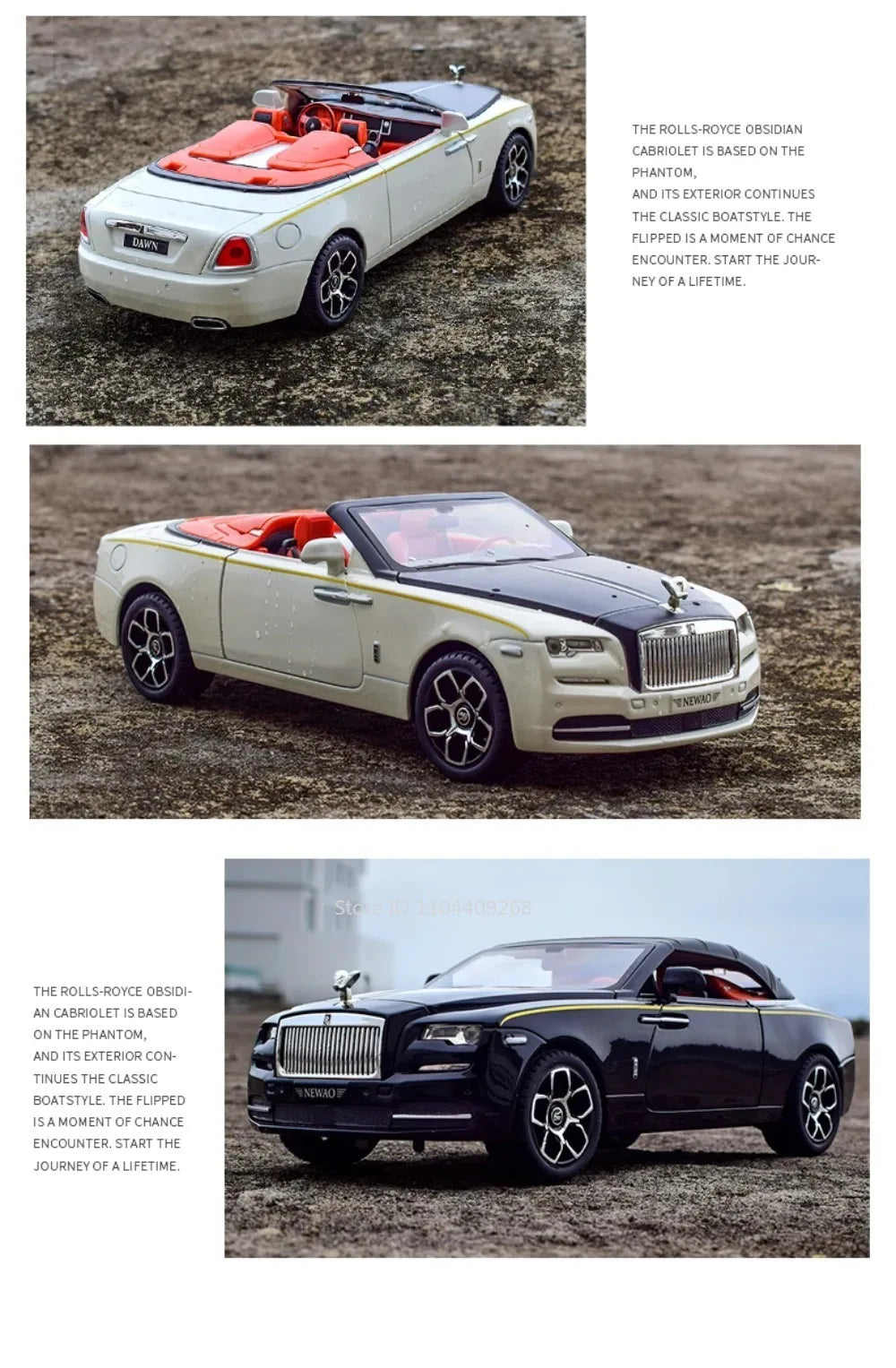 1:24 Rolls-Royce Dawn Spectre Car Toys Diecast Alloy Model Doors Opened Sound Light Pull Back Miniature Vehice Boy Birthday Gift