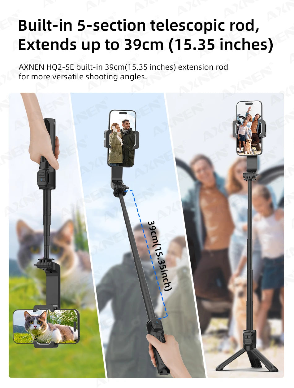 HQ2 SERIES Mobile Phone Stabilizer Handheld Gimbal for Smartphone Gopro Action Camera Extension Rod Selfie Stick Tripod