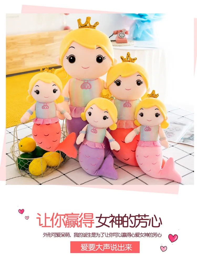 Kawaii Mermaid Plush Pillow Toy Cute Stuffed Doll for Kids Girls Bedroom Decor Perfect Christmas Birthday Gift Soft Cuddly Toy