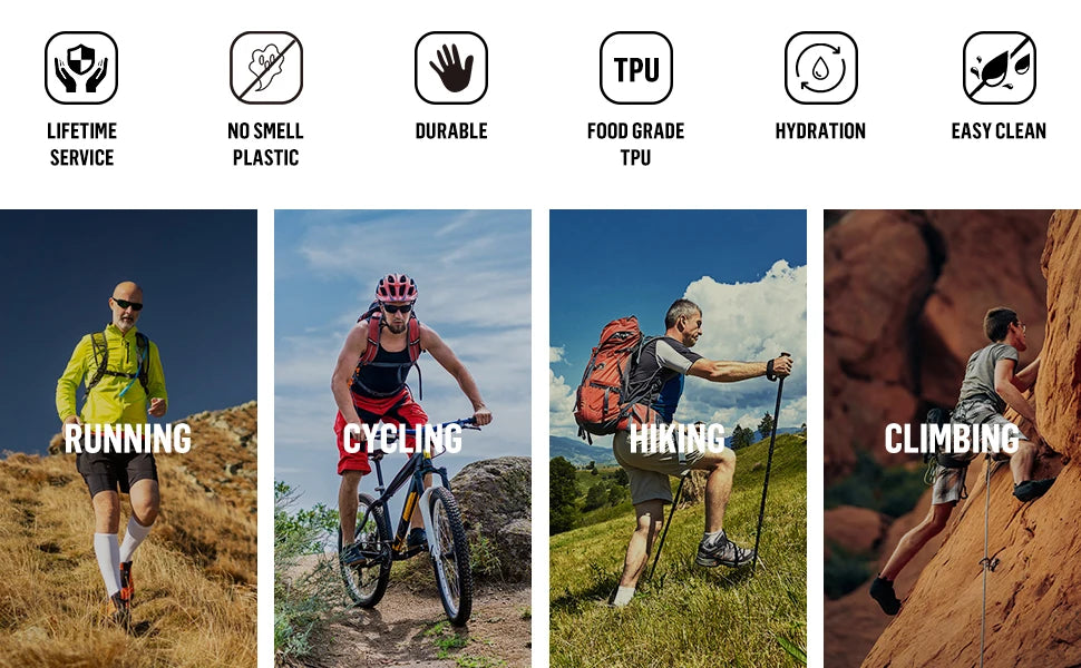 1.5L/2L/3L Water Bladder Hydration Pack Reserevoir TPU Water Bag for Camping Cycling Running Hiking