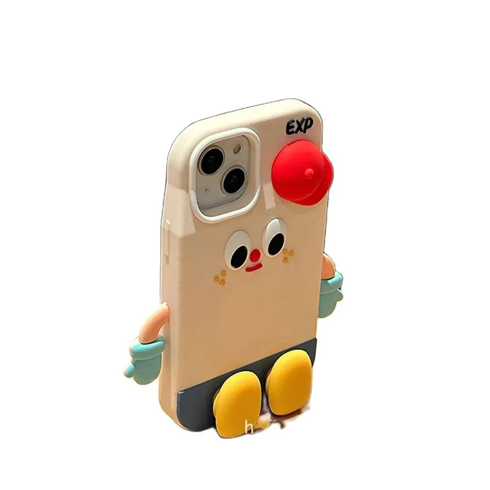 Cute Cartoon Standing Milk Box Red Hat Phone Case For iPhone 15 14 13 Pro Max Korea Lovely INS Lens Protected Soft Cover