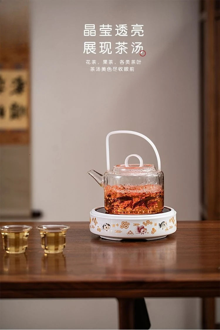 Glass Teapot with Infuser and Wood Handle Tea Separation Kettle 850ml