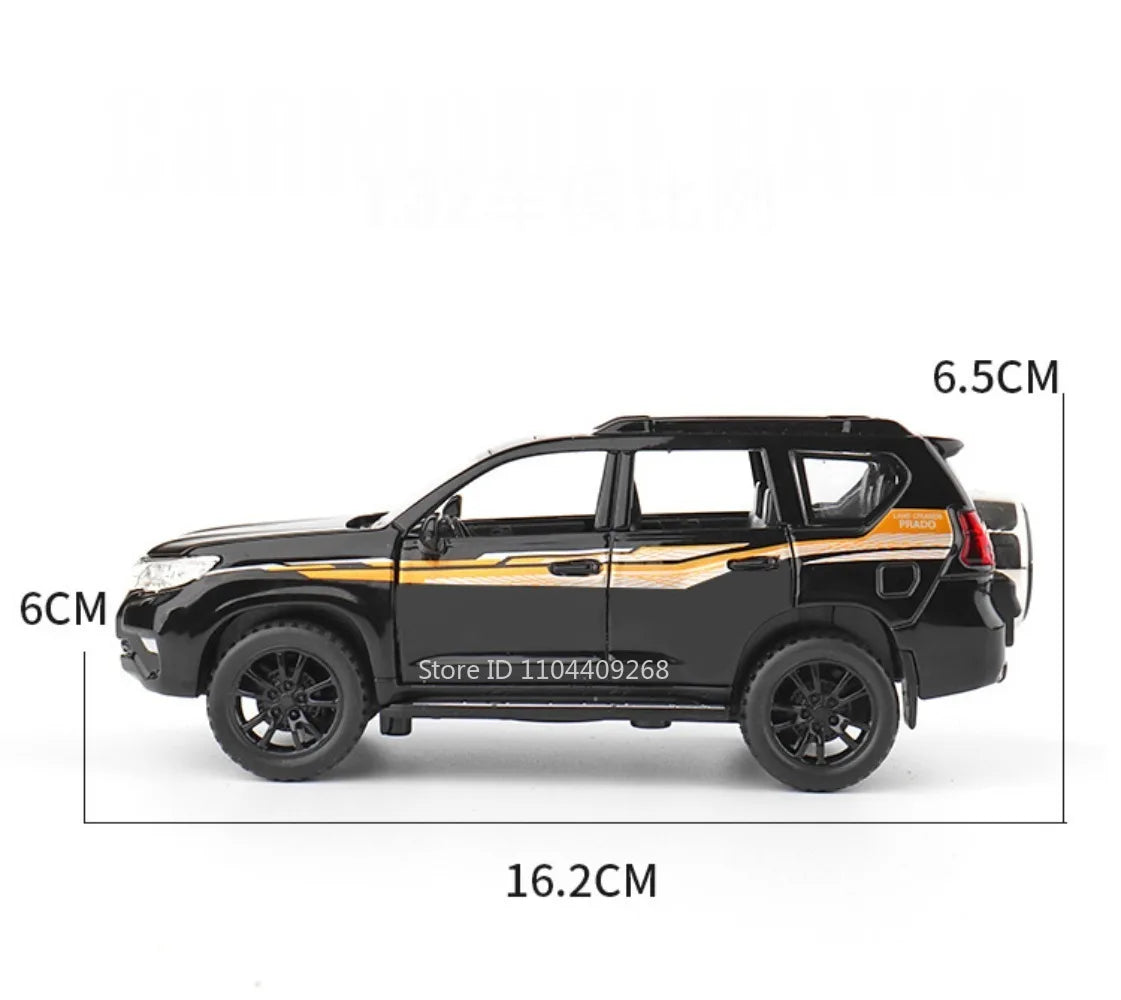 1:32 Scale Land Cruiser Prado Toy Police Car Model Metal Diecast Simulation Vehicles Pull Back Toys Collection Birthday Gifts