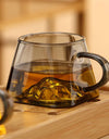 250ml 3D Mountains Heat Resistant Glass Tea Cup with Handle Water Milk Coffee Cup Kung Fu Tea Set Drinkware