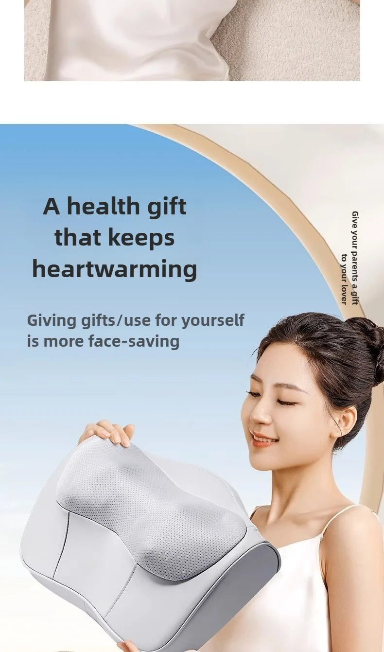 Neck Massage Pillow Electric Cervical Massager Waist Back Shoulder Shiatsu Kneaded Multifunctional Hot Compress Relaxation Gift