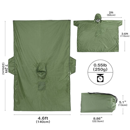 3 In 1 Outdoor Military Waterproof Raincoat Rain Coat Men Raincoat Women Awning From The Rain Motorcycle Rain Poncho Picnic Mat