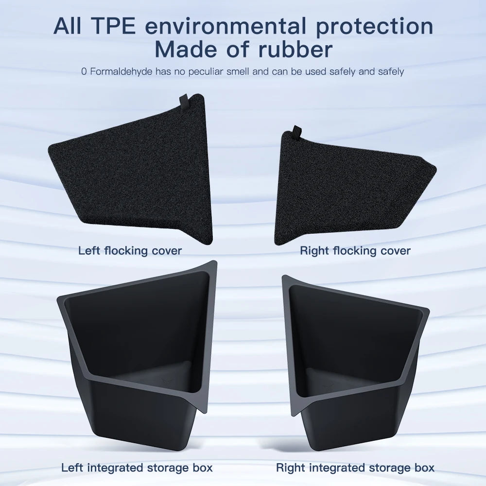 Trunk Side Storage Box Organizer for Tesla Model YL Flocking TPE Partition Storage Bin