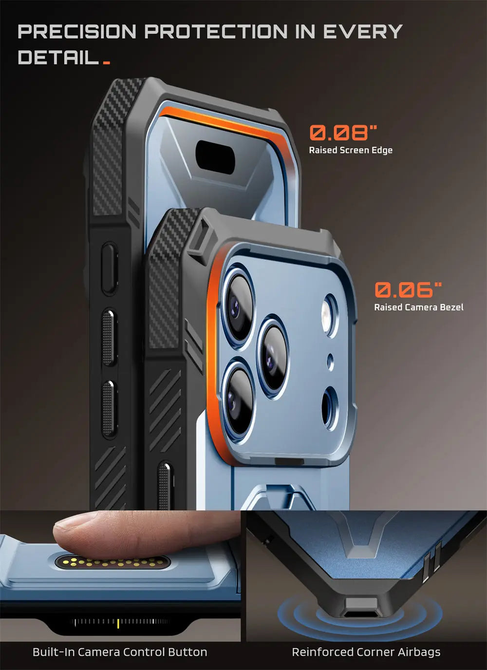 Rugged Magnetic Phone Case with Tempered Glass Screen Protector and Aluminium Kickstand for iPhone 17 Pro and iPhone 18 Pro