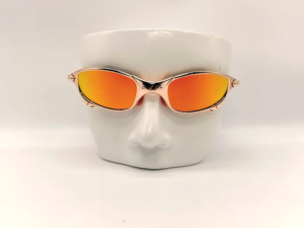 Polarized UV400 Cycling Sunglasses – Gold Metal Frame Fishing Riding Bicycle Eyewear