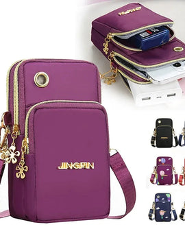 Mobile Phone Crossbody Bags Shoulder Bag Cell Phone Pouch With Headphone Plug 3 Layer Wallet