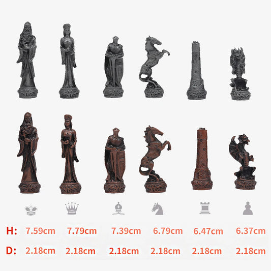 Luxury Metal Chess Set with Leather Board – Dragon Soldier Theme