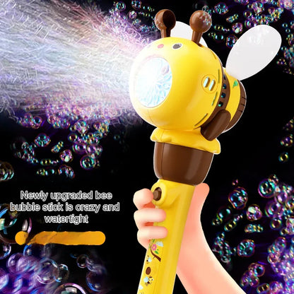 Electric Bee handheld Bubble Machine Toy Fully Automatic Light Blowing Bubble Gun Stick Kids summer Toys