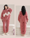 Women’s Christmas Fleece Pajama Set – Warm Flannel Zipper Sleepwear, Thick Coral Velvet