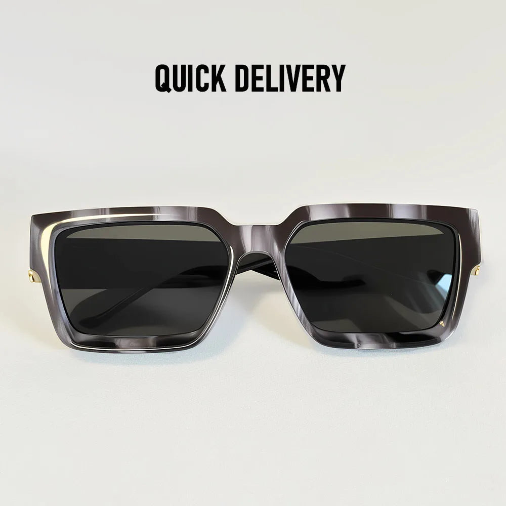 Vintage Square Thick Frame Sunglasses With UV400 Protection