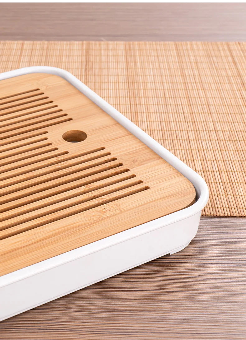 Bamboo Tea Tray Home Living Room Kungfu Tea Set Small Tea Tray Draining Dry Soaking Table Storage Wet And Dry Use