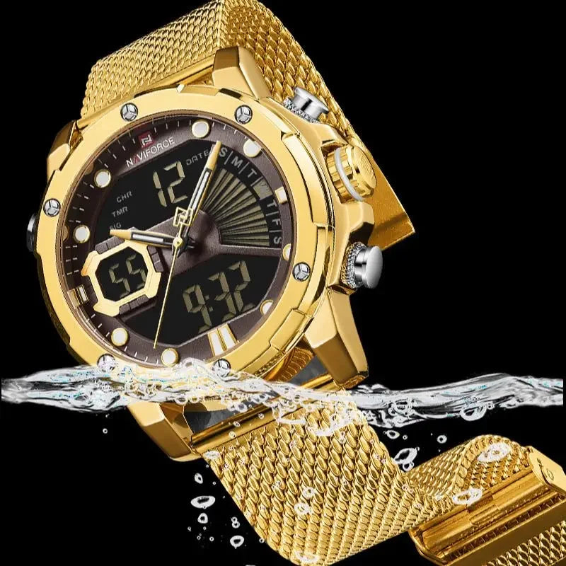 Quartz Watch Waterproof Big Sport Wristwatches Stainless Steel Date