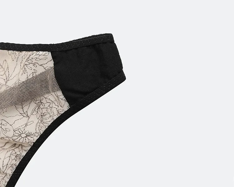 Womens French Lace Underwire Push Up Bra and Brief Set