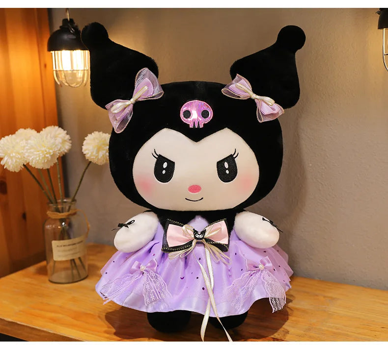 70cm Sanrio Kawaii Kuromi Plush Toy in Princess Tulle Skirt Melody Stuffed Doll Kids Birthday Xmas Gift Cute Pillow for Children