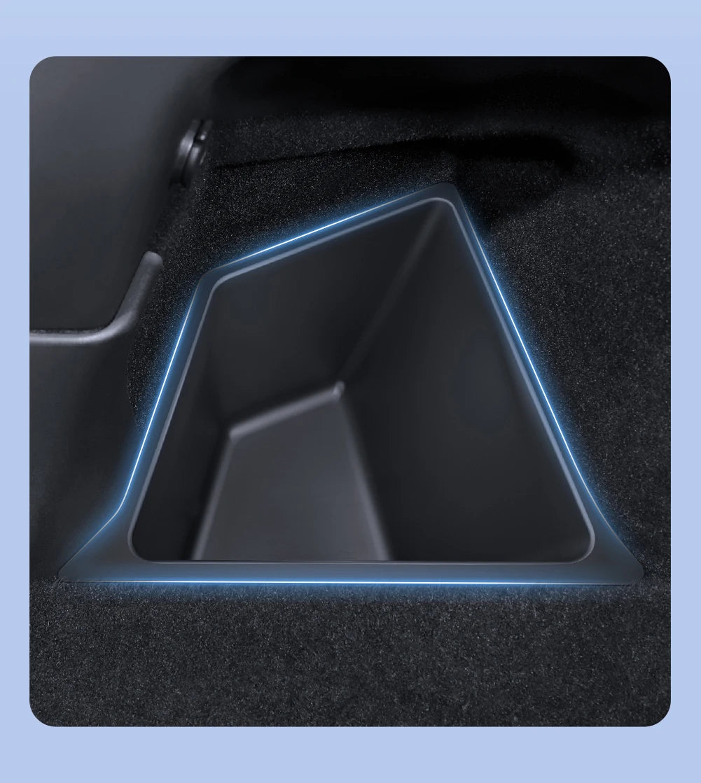 Trunk Side Storage Box Organizer for Tesla Model Y Juniper 2025 2026 Flocking TPE Partition Mat
