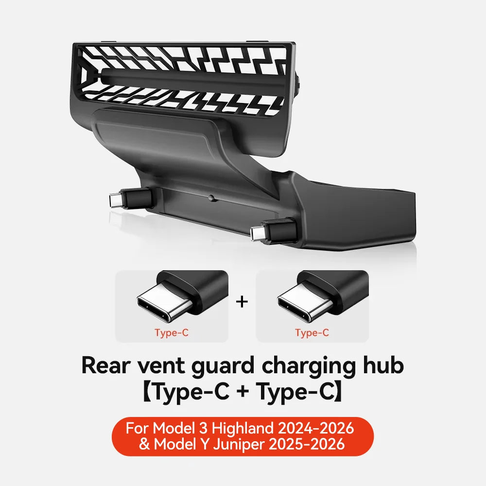 Rear Air Vent USB Hub Fast Charger Docking Station for Tesla Model 3 Highland and Model Y Juniper