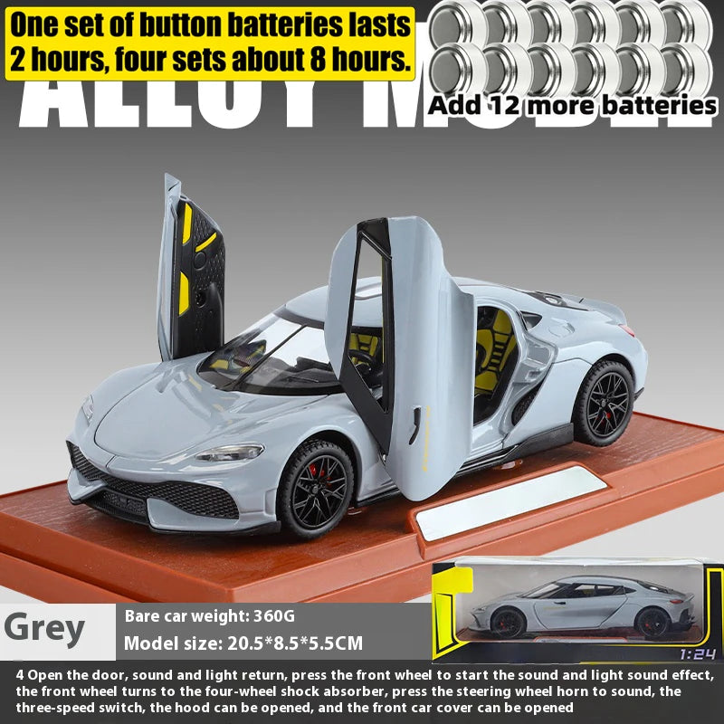 1:24 Gemera GT Sports Car Alloy Diecast Metal Model Sound Light Pull Back Toy Boys Simulation Car Model Ornament Present
