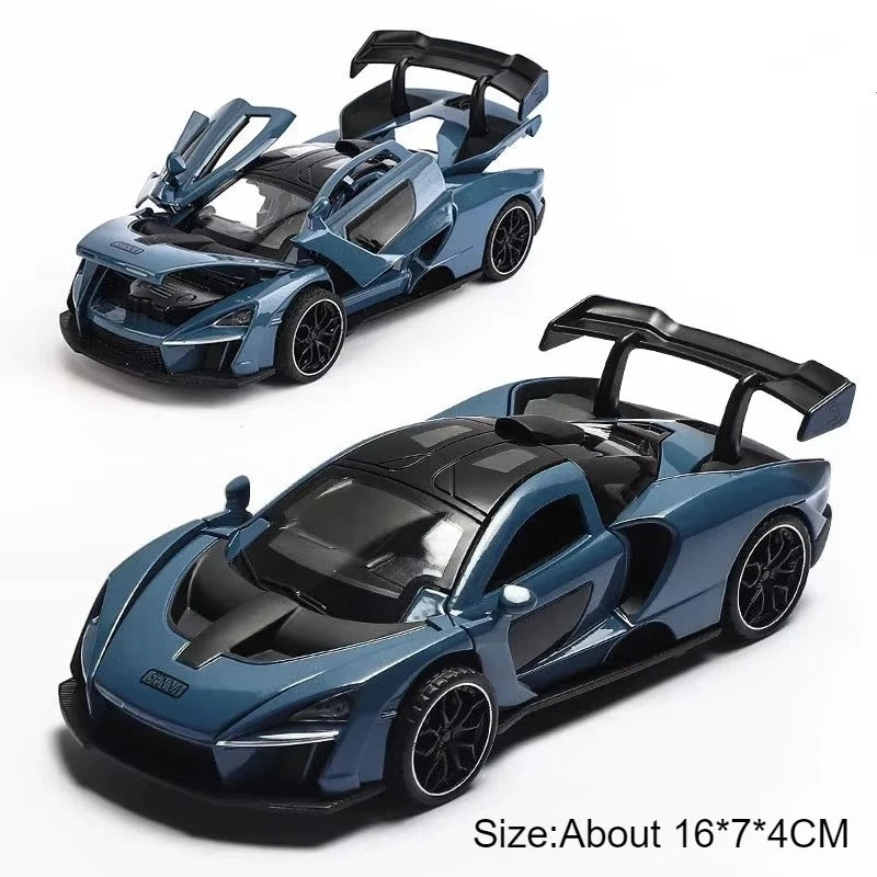 1:32 720S Senna Sports Car Model Toy Doors Opened Metal Die-cast Sound Light Miniature Vehicles Models Boys Collection Gifts