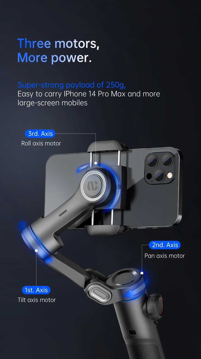 3-Axis Handheld Gimbal Stabilizer SmartXE for Smartphone for iPhone Android AI Face Tracking TikTok Vlog