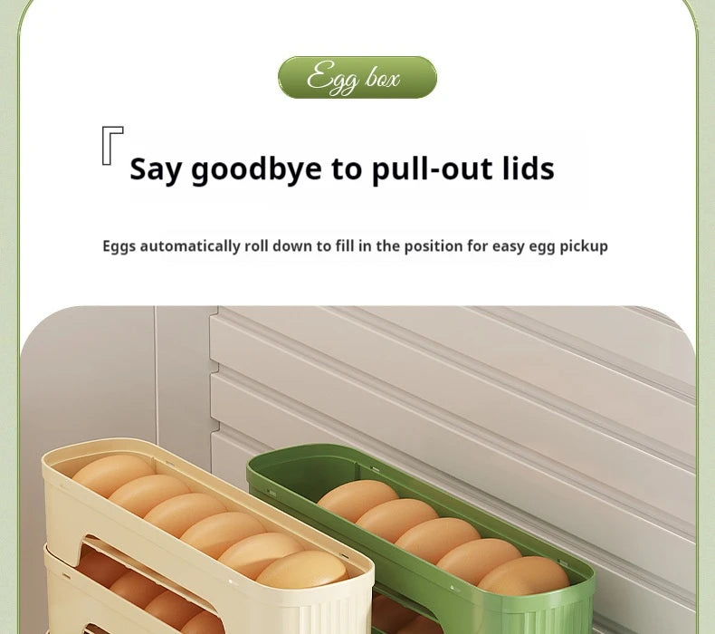 Multi-Layer Egg Storage Box – Automatic Rolling Slide Refrigerator Door Egg Holder Dispenser