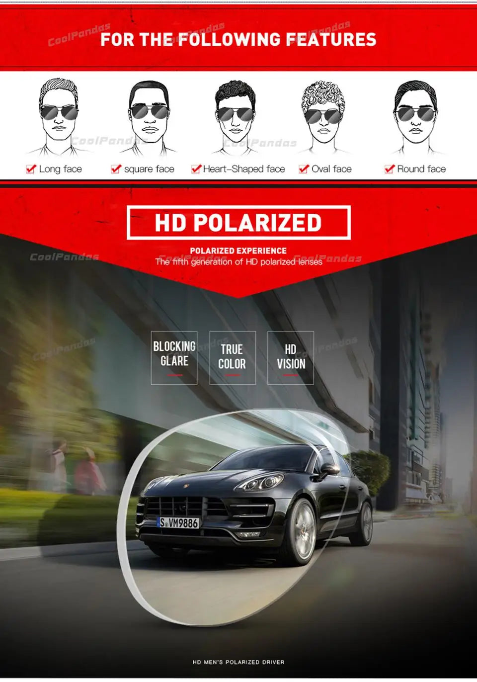 Ultra Light TR90 Polarized Military Style UV400 Driving Sunglasses for Men Women