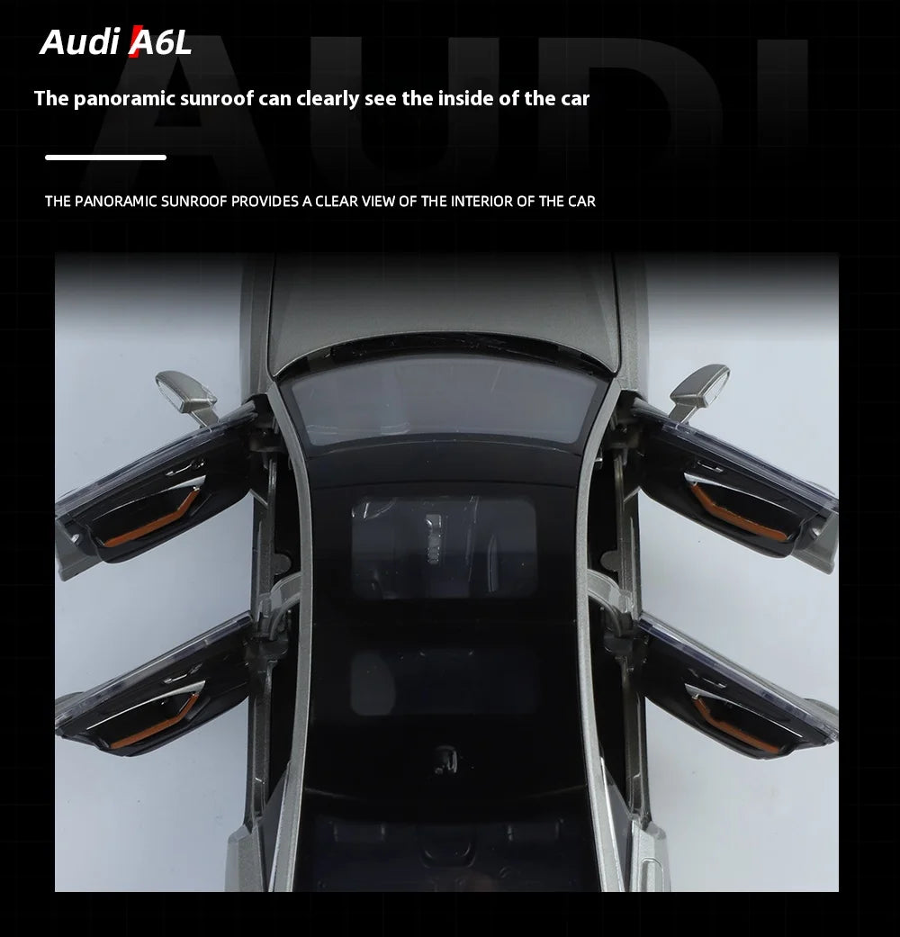 1:24 Audi A6 Alloy Diecast Vehicles Model Car Miniature Metal Sound Light Ornaments Gifts Collections Hobby Decoration Christmas