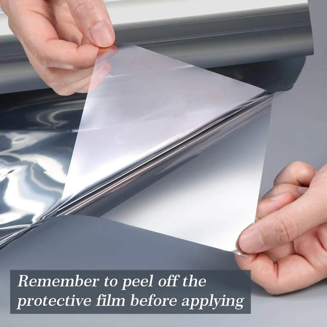 One Way Mirror Window Film Privacy Self-Adhesive Anti UV Heat Control Reflective Window Tint for Home Office Vinyl Silver